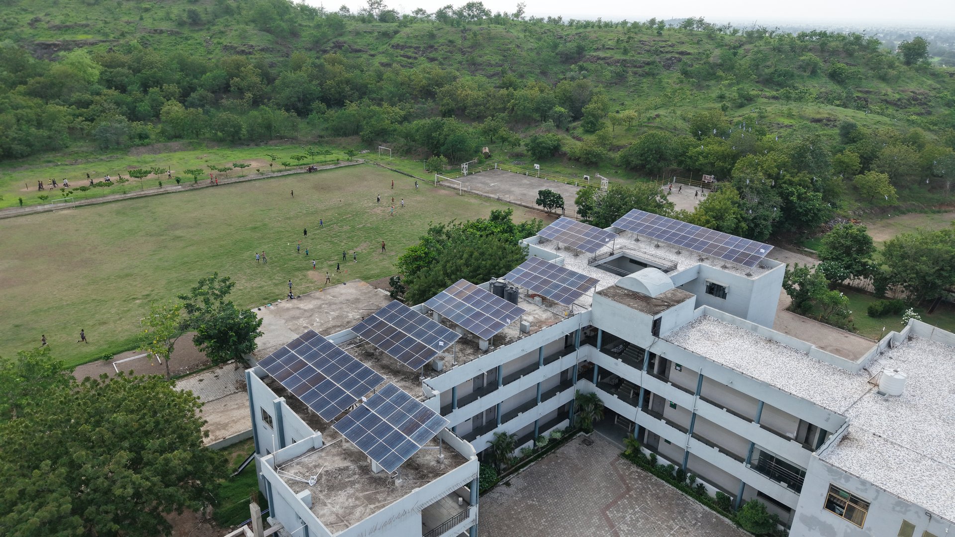 Aerial view of 60 kW solar installation in MP by r-solar