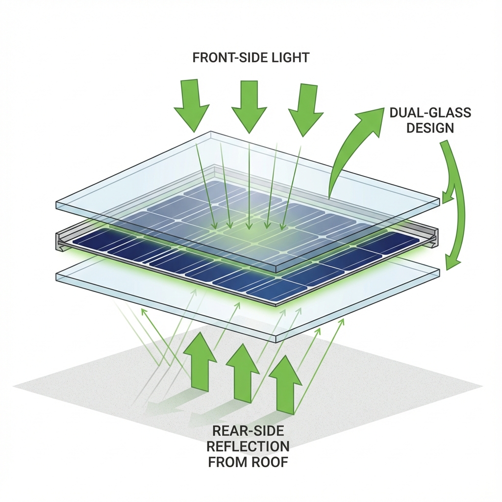 R-Solar Bifacial Solar Modules - Dual-glass panels with 23.5% efficiency generating power from both sides