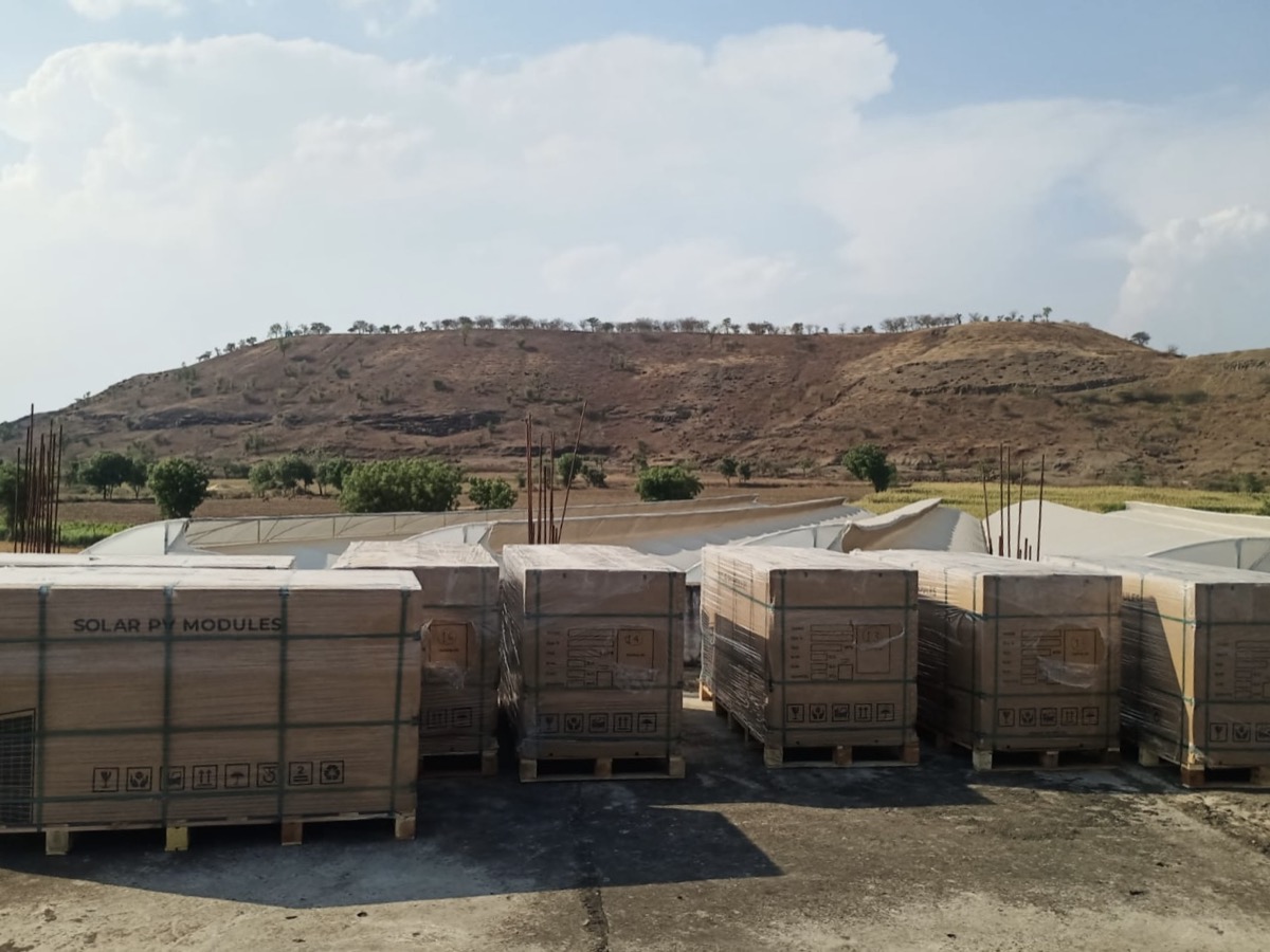 Solar PV modules delivered to Reva Flora Culture construction site, Madhya Pradesh